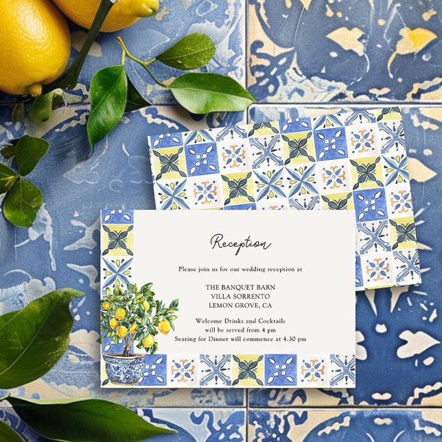 Lemon Grove Italian Countryside Wedding Reception Enclosure Card (Wedding Reception Enclosure Card from the Lemon Grove Wedding Collection by Darling & May)