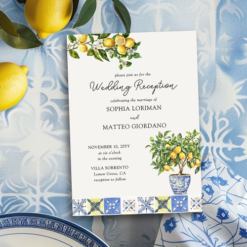 Lemon Grove Italian Inspired Wedding Reception Invitation