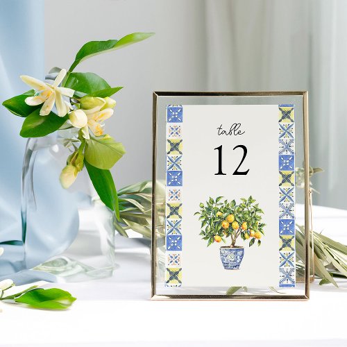Lemon Grove Italian Inspired Wedding Table Number
