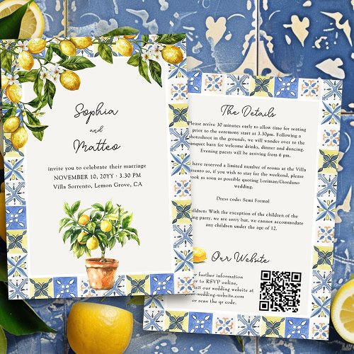 Lemon Grove Italian Wedding Details and Website Invitation
