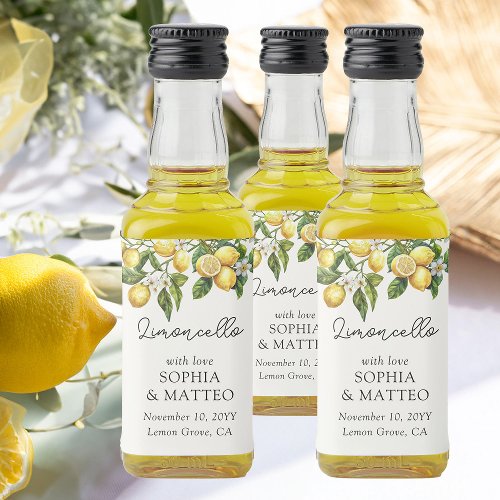 Lemon Grove Italian Wedding Limoncello Favor Liquor Bottle Label