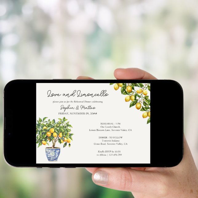 Lemon Grove Love and Limoncello Rehearsal Dinner Invitation (Front Digital)