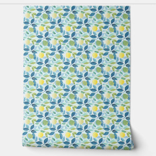 Lemon Grove Mini Blue, Green, Yellow Organic Mod Wallpaper