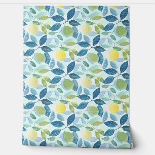 Lemon Grove Petite - Blue, Green, Yellow - Organic Wallpaper