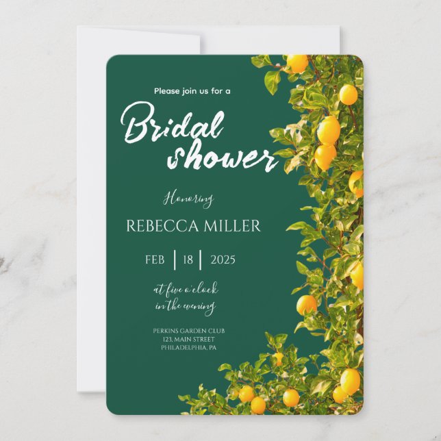 Lemon Grove Romance bridal shower Invitation (Front)