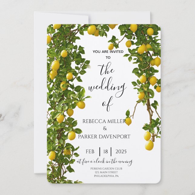 Lemon Grove Romance Wedding Invitation (Front)