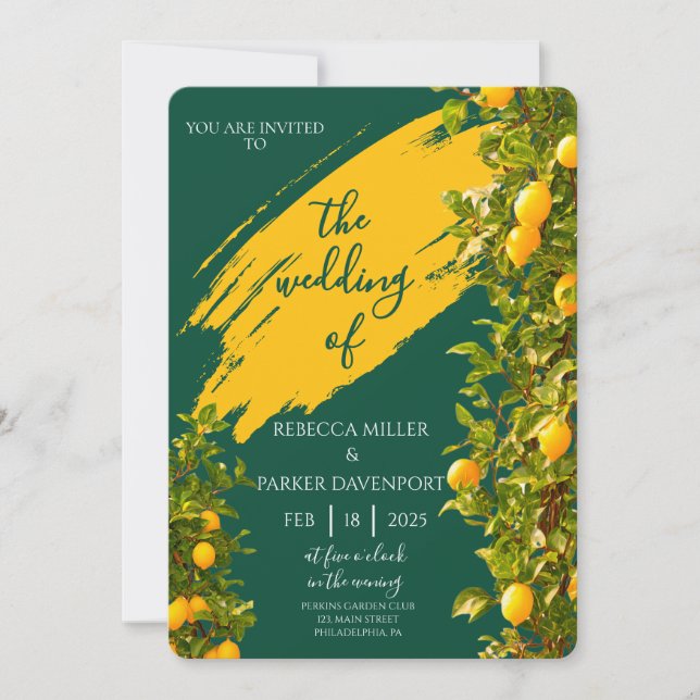 Lemon Grove Romance Wedding Invitation (Front)