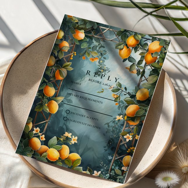 Lemon Grove Romance Wedding RSVP Card (Creator Uploaded)