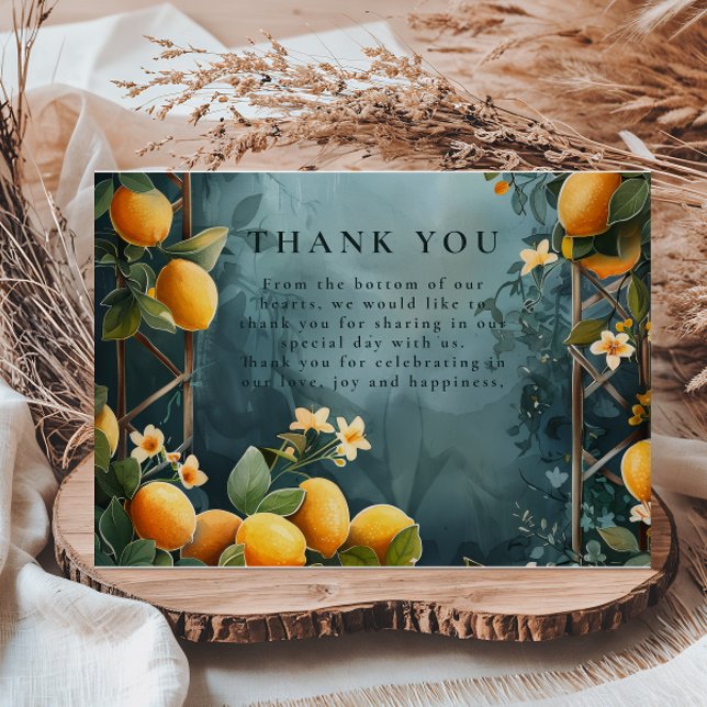 Lemon Grove Romance Wedding Thank You Card (Creator Uploaded)