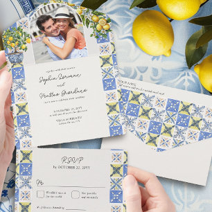 Lemon Grove Rustic Mediterranean Wedding and RSVP All In One Invitation