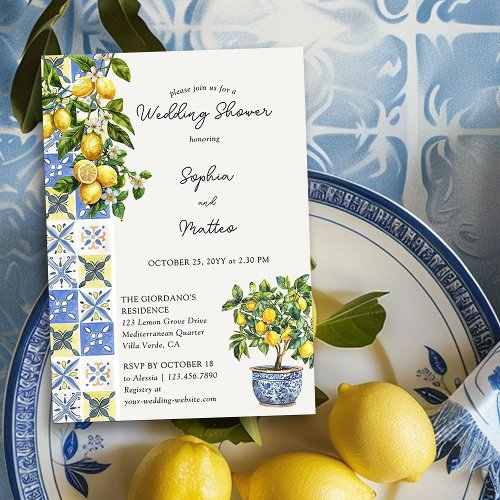 Lemon Grove Rustic Mediterranean Wedding Shower Invitation