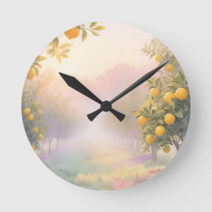 Lemon Grove Watercolor Round Clock
