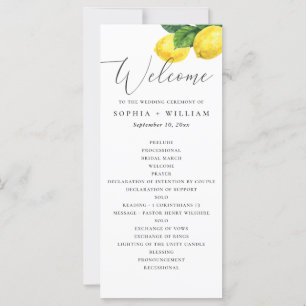 Lemon Grove Wedding Program Citrus Ceremony
