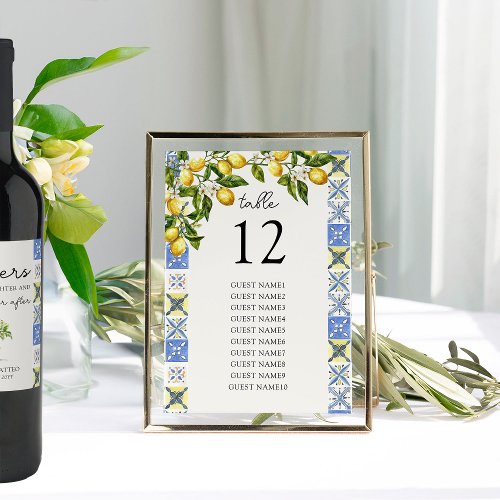 Lemon Grove Wedding Table Number Seating Chart