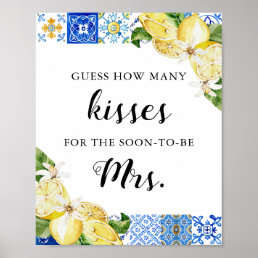 Lemon Guess How Many Kisses Bridal Shower Game Poster