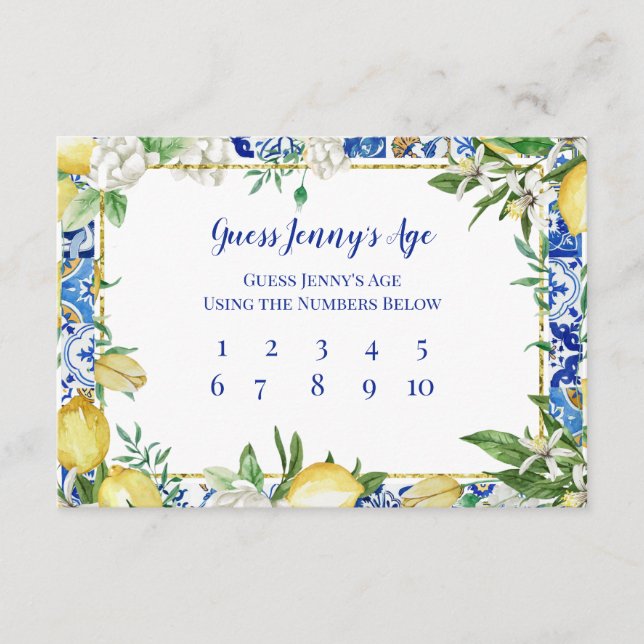 Lemon Guess the Bride's Age Enclosure Card (Front)