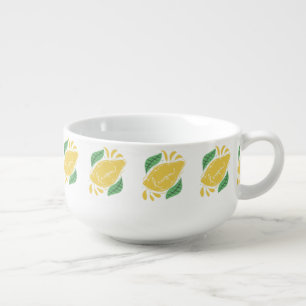 Lemon Hand Drawn Lettering Citrus Yellow Art  Soup Mug