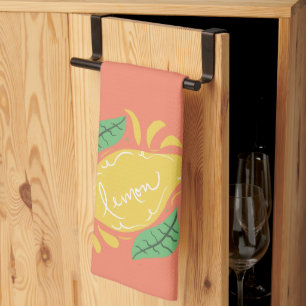 Lemon Hand Drawn Lettering Citrus Yellow Green Kitchen Towel