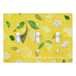 Lemon happy cheerful kitchen with text light switch cover