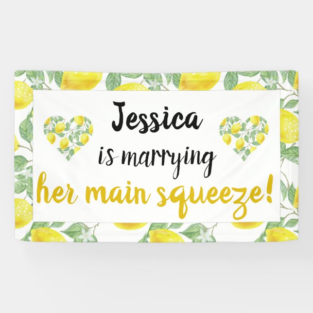 Lemon Heart Main Squeeze Bridal Shower Celebration Banner (Horizontal)
