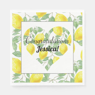 Lemon Heart Main Squeeze Theme Bridal Shower Napkins