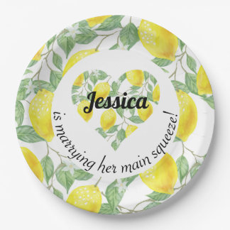 Lemon Heart Themed Main Squeeze Wedding Shower Paper Plates