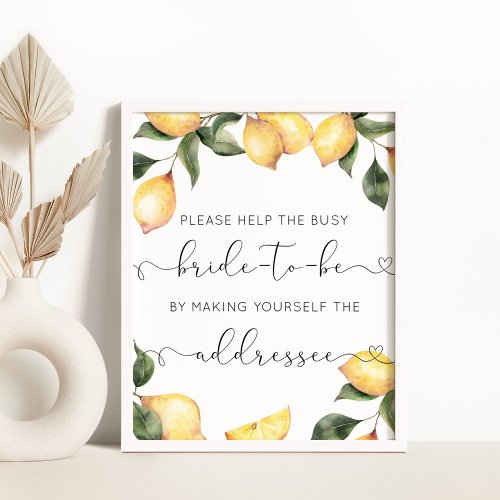 Lemon help the busy bride Address an Envelope Poster