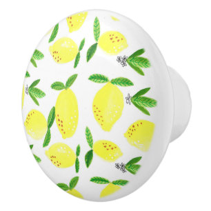 Lemon Home Decor Watercolor Pattern Elegant Ceramic Knob
