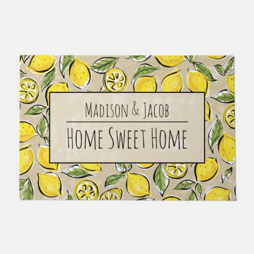 Lemon Home Sweet Home Custom 24 x 36 Door Mat