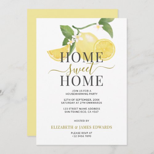 Lemon Home Sweet Home Housewarming Party Invitation