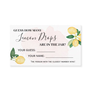 Lemon How Many Kisses Pink Bridal Shower Game card