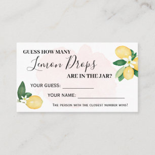 Lemon How Many Kisses Pink Bridal Shower Game card