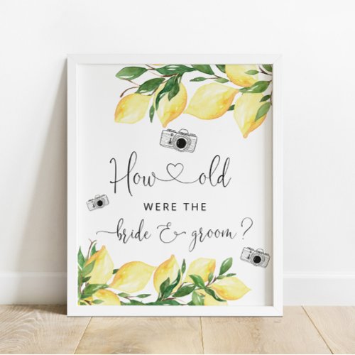 Lemon How Old Were They Bridal Shower Game Sign