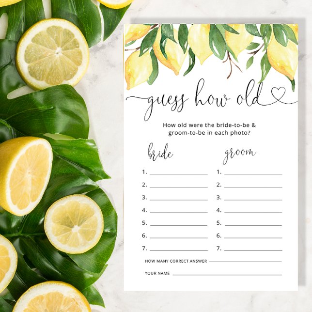 Lemon How Old Were they Bride Shower Game (Creator Uploaded)
