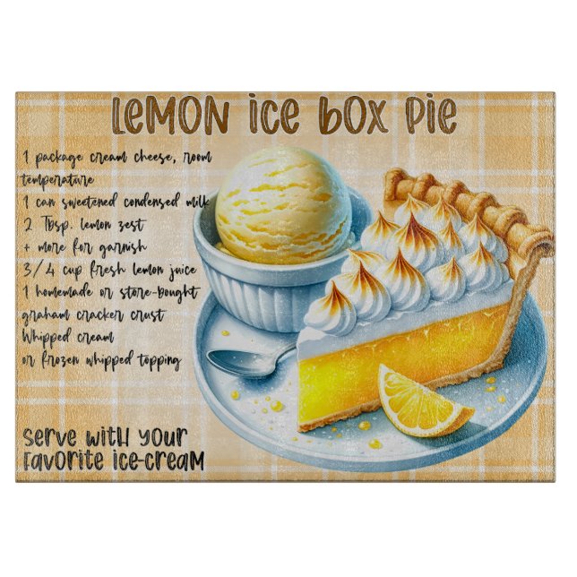 Lemon Ice Box Pie Recipe Cutting Board (Front)