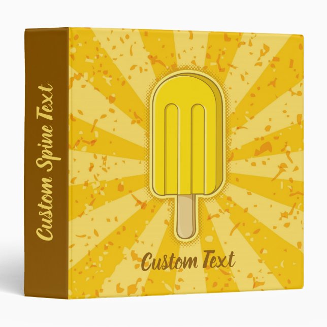 Lemon Ice Cream Stick 3 Ring Binder (Front/Spine)
