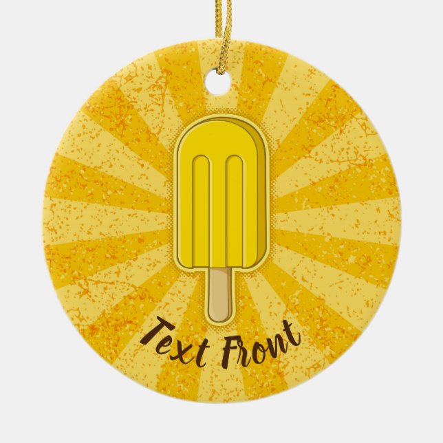 Lemon Ice Cream Stick Ceramic Ornament (Front)