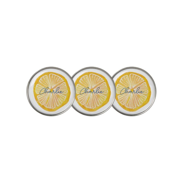 Lemon Illustrated Golf Ball Marker (3 Up)