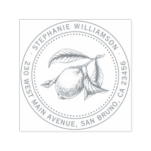 Lemon Illustration Custom Name & Return Address Se Self-inking Stamp