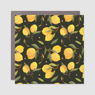 Lemon Illustration: Handpainted Seamless Pattern. Car Magnet