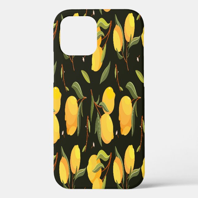 Lemon Illustration: Handpainted Seamless Pattern. Case-Mate iPhone Case (Back)