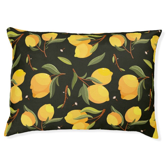 Lemon Illustration: Handpainted Seamless Pattern. Pet Bed (Front)