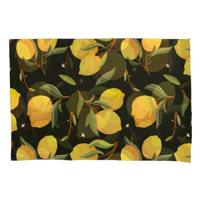 Lemon Illustration: Handpainted Seamless Pattern. Pillow Case (Front)