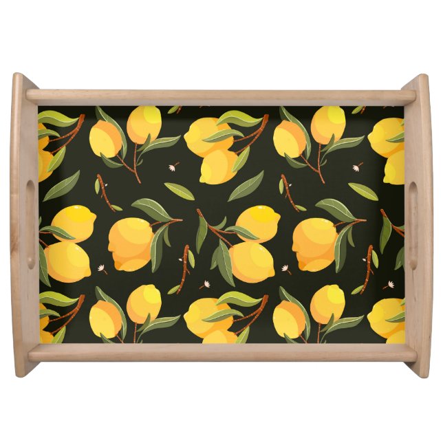 Lemon Illustration: Handpainted Seamless Pattern. Serving Tray (Front)