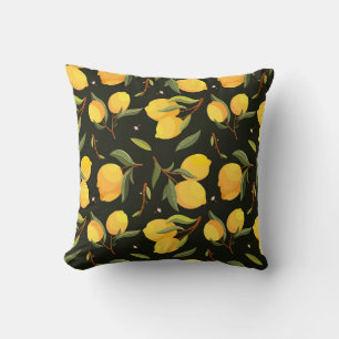 Lemon Illustration: Handpainted Seamless Pattern. Throw Pillow