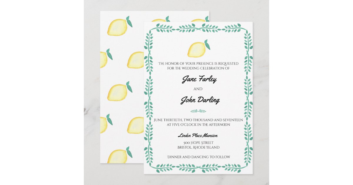 Lemon invitation Zazzle