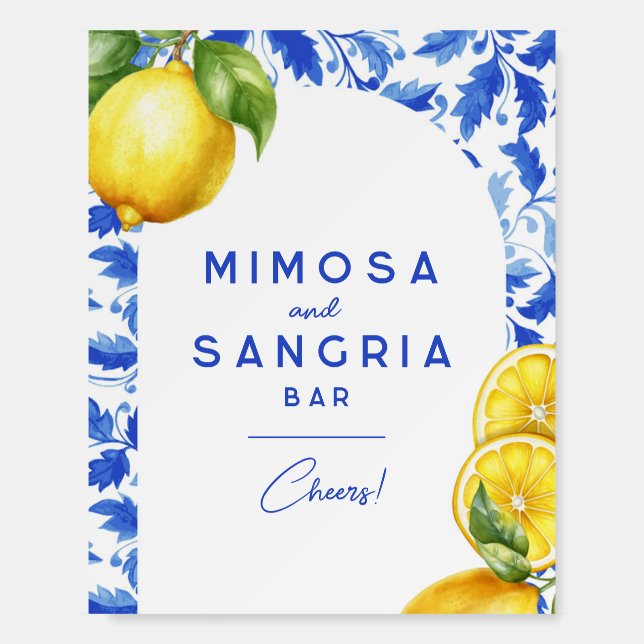 Lemon Italian Amalfi Blue Tile Bar Sign (Front)