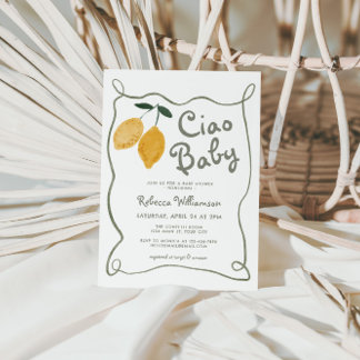Lemon Italian Amalfi Gender Neutral Baby Shower Invitation