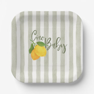 Lemon Italian Amalfi Gender Neutral Baby Shower  Paper Plates