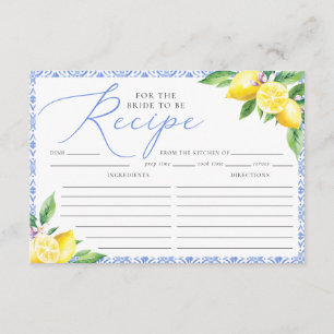 Lemon Italian Positano Blue Recipe for the Bride Enclosure Card